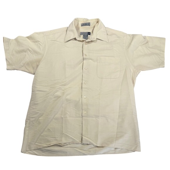 Savile Row Tops - Savile Row Mens Button Up Shirt Size 16 Champagne Easy Care Comfort Office Work